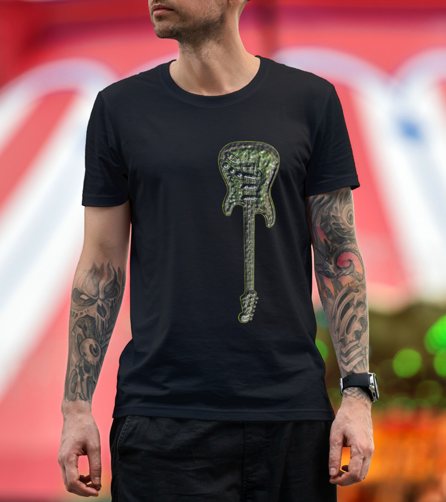 Strat To The Right Neon Electric Guitar T-Shirt