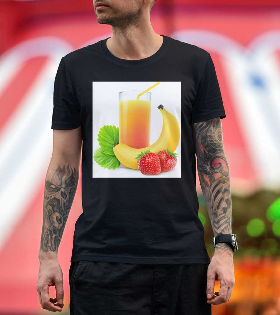 Strawberry Banana Fruit Drink with Fresh Bananas and Strawberries T-Shirt