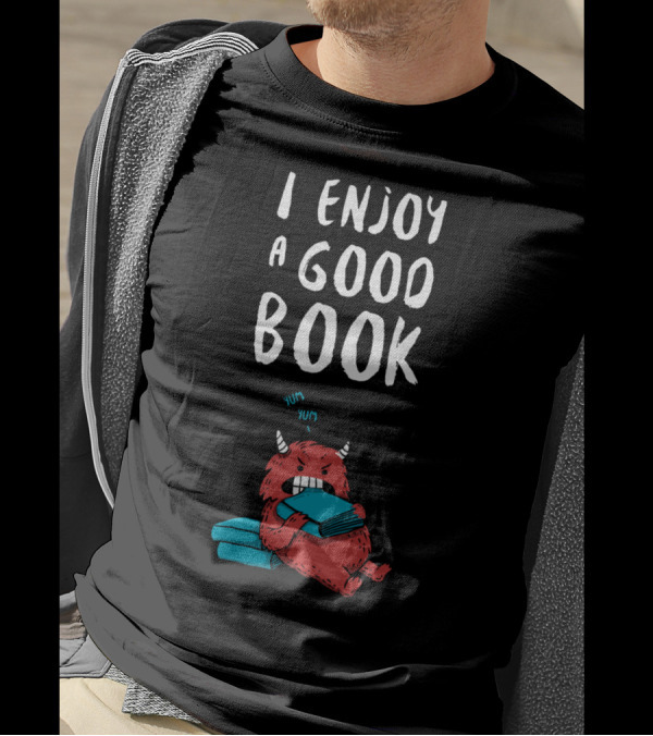 I Enjoy A Good Book Cute Red Creature Chewing Books T-Shirt