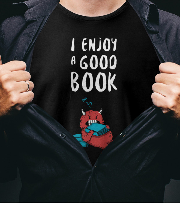 I Enjoy A Good Book Cute Red Creature Chewing Books T-Shirt