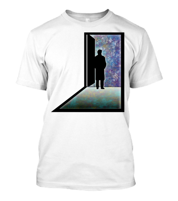 Open Possibilities Doorway Silhouette On Cosmic Background T-Shirt
