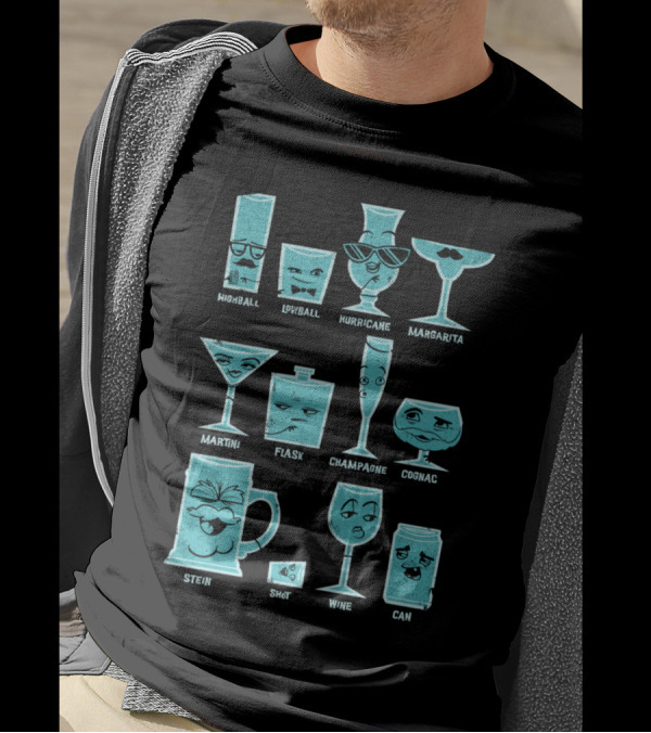 Highball Lowball Hurricane Margarita Martini Flask Champagne Cognac Stein Shot Wine Can Field Guide T-Shirt