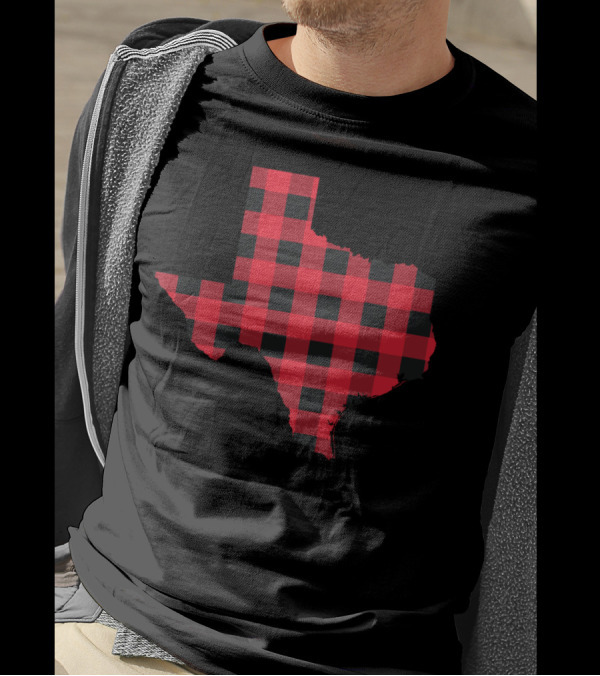 Red And Black Checkered Texas State T-Shirt