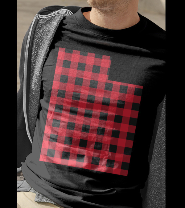 Red And Black Checkered Utah State T-Shirt
