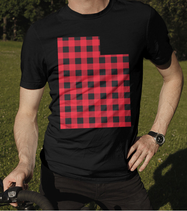 Red And Black Checkered Utah State T-Shirt