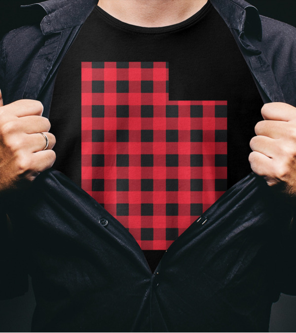 Red And Black Checkered Utah State T-Shirt