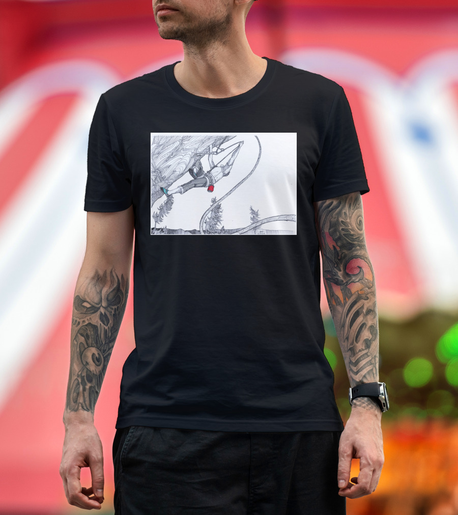 Courageous Rock Climber with Rope and Mountain Pine T-Shirt