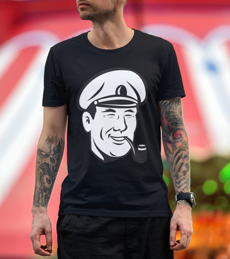 Sea Captain Smiling Smoke Pipe T-Shirt