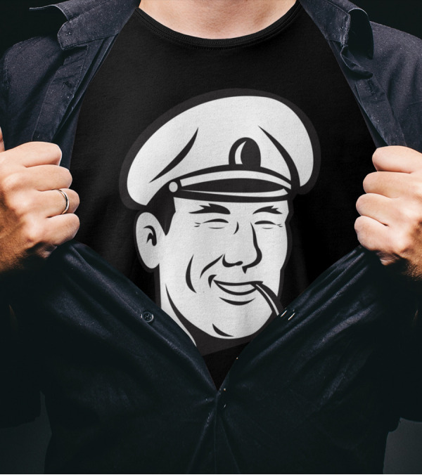 Sea Captain Smiling Smoke Pipe T-Shirt