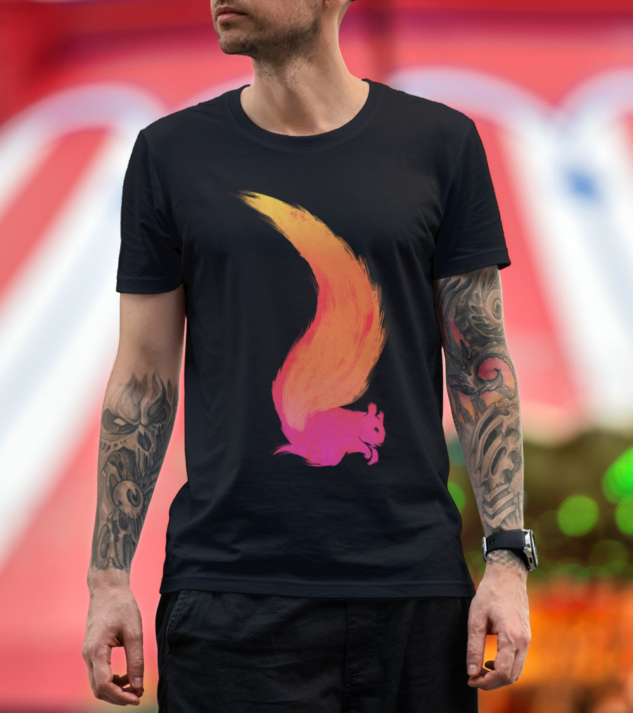 Fiery Squirrel Vibrant Gradient Tail T-Shirt
