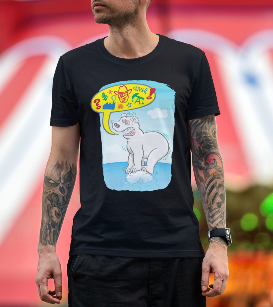 Polar Bear Protest with Colorful Symbols and Doodles T-Shirt