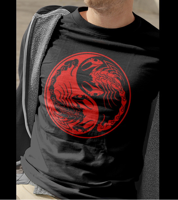 Red Black Scorpions Yin Yang T-Shirt