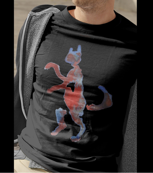 Red Blue Abstract Cat T-Shirt
