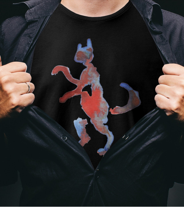Red Blue Abstract Cat T-Shirt