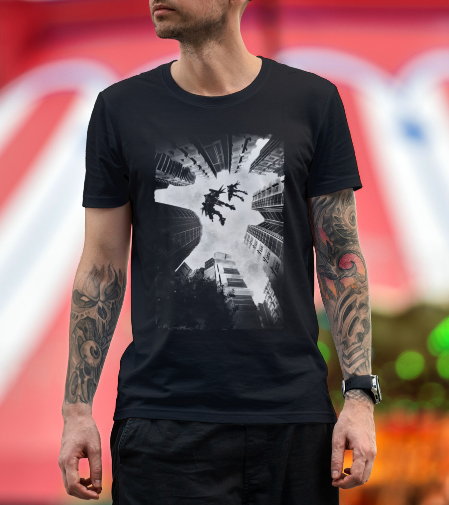 Mech Flight Urban Skyline Perspective T-Shirt