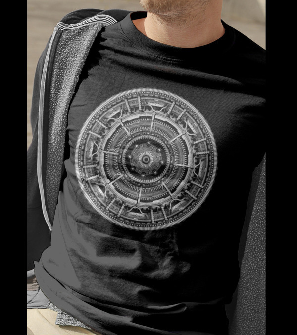 Mech Pattern One Mandala Circuitry Gear Wheels T-Shirt