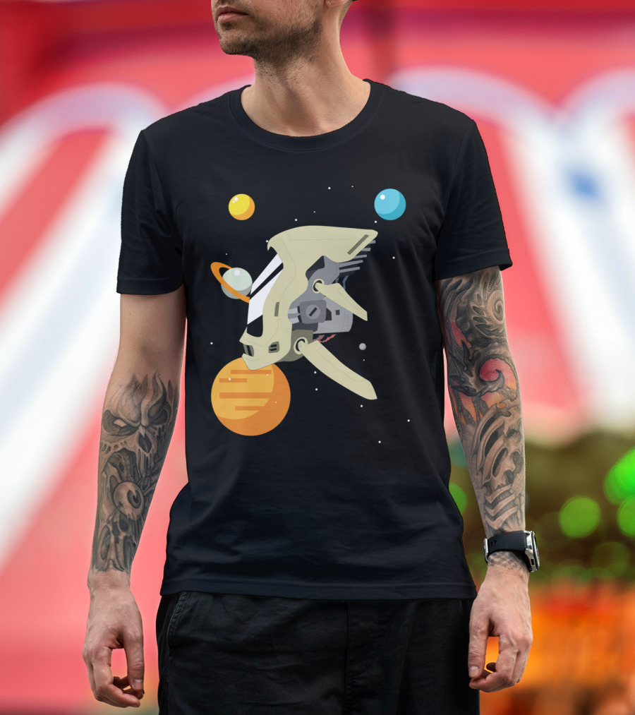 Little Spaceship Adventures Among Floating Planets and Stars T-Shirt