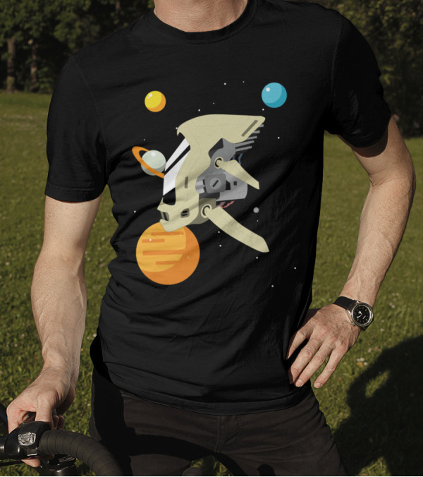 Little Spaceship Adventures Among Floating Planets And Stars T-Shirt