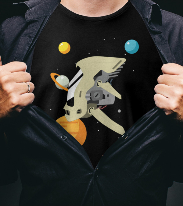 Little Spaceship Adventures Among Floating Planets And Stars T-Shirt