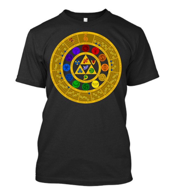 Wheel Of The Hero's Journey Through Time With Triforce Symbol And Sacred Relics T-Shirt