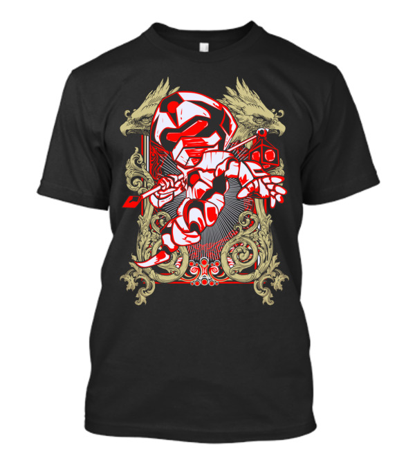 Orc Libra Red Warrior With Mythical Beasts And Intricate Scrollwork T-Shirt