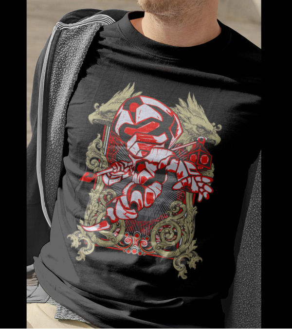 Orc Libra Red Warrior With Mythical Beasts And Intricate Scrollwork T-Shirt