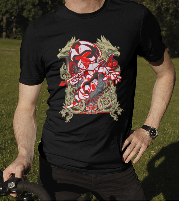 Orc Libra Red Warrior With Mythical Beasts And Intricate Scrollwork T-Shirt