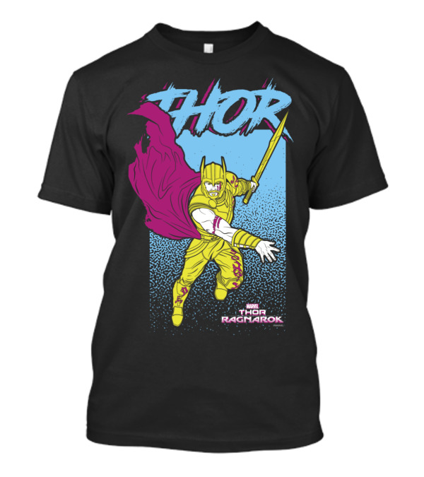 Thor Marvel Ragnarok Retro Comic Style Warrior With Sword And Cape T-Shirt
