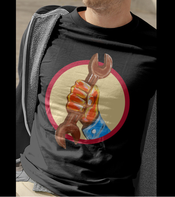 Mechanic Hand Holding Spanner Circle Wrench T-Shirt