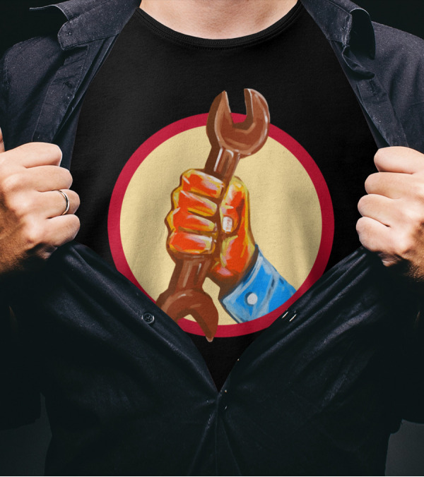 Mechanic Hand Holding Spanner Circle Wrench T-Shirt