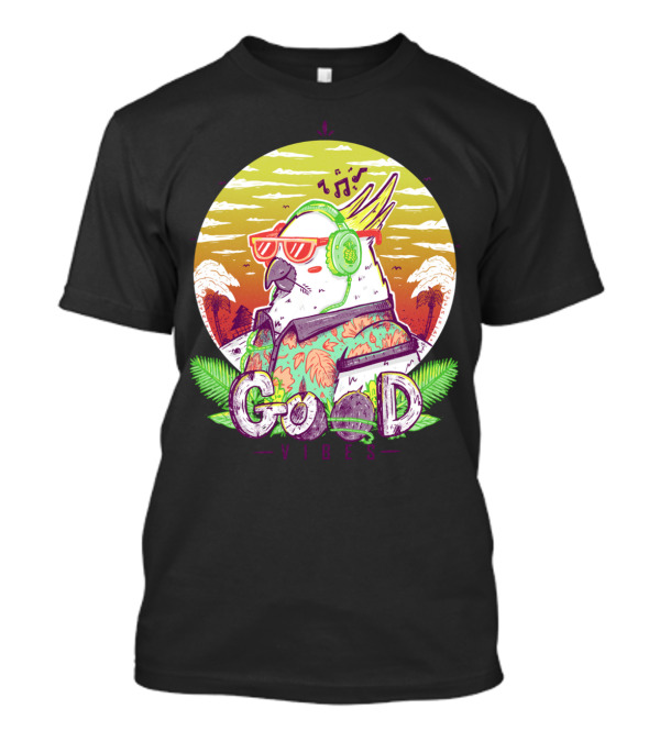 Polly Listening To Good Vibes In Tropical Sunset With Headphones And Sunglasses T-Shirt