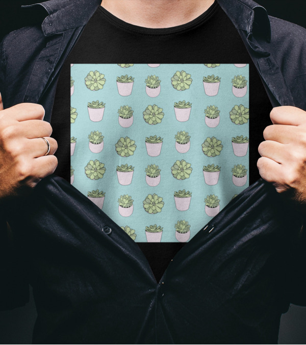 Succulents Cute Potted Plant T-Shirt
