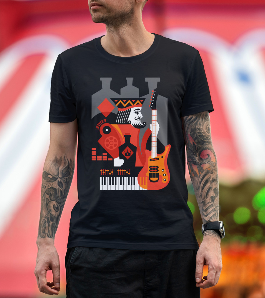 King Of Spirit Music Card Rockstar Keyboard Guitar T-Shirt