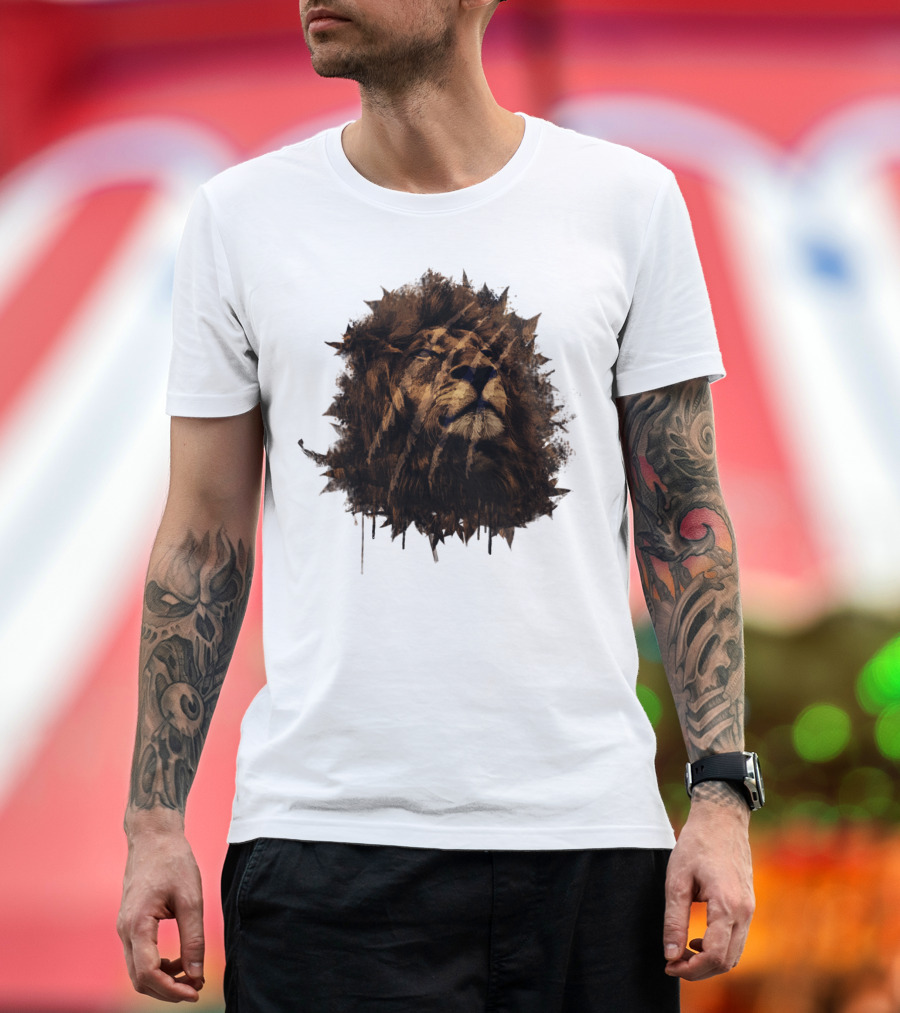 King Of The Jungle Lion Portrait Brushstroke Texture T-Shirt