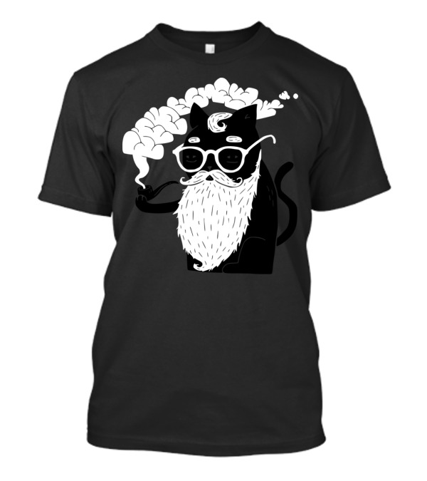 Pipe-Smoking Cat With Mustache And Beard T-Shirt