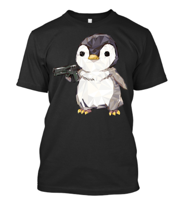 Cubic Penguin Power Gun Gaming Meme T-Shirt