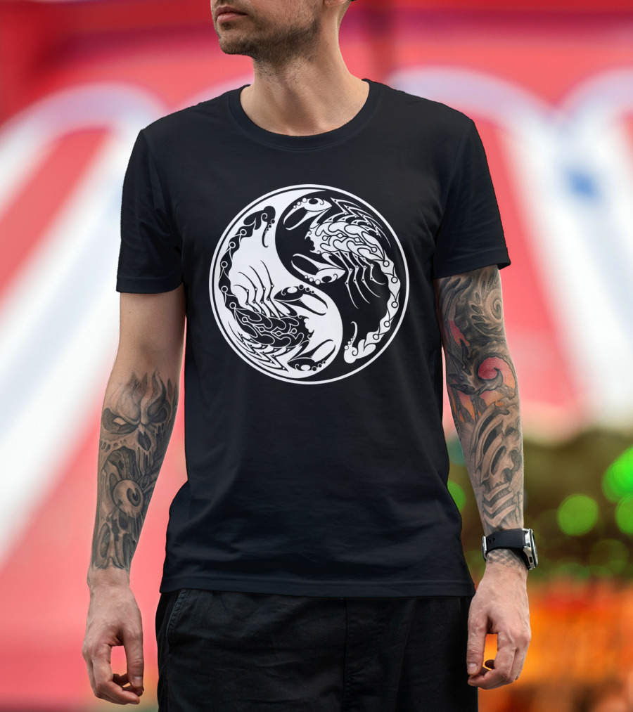 White And Black Scorpions Yin Yang T-Shirt