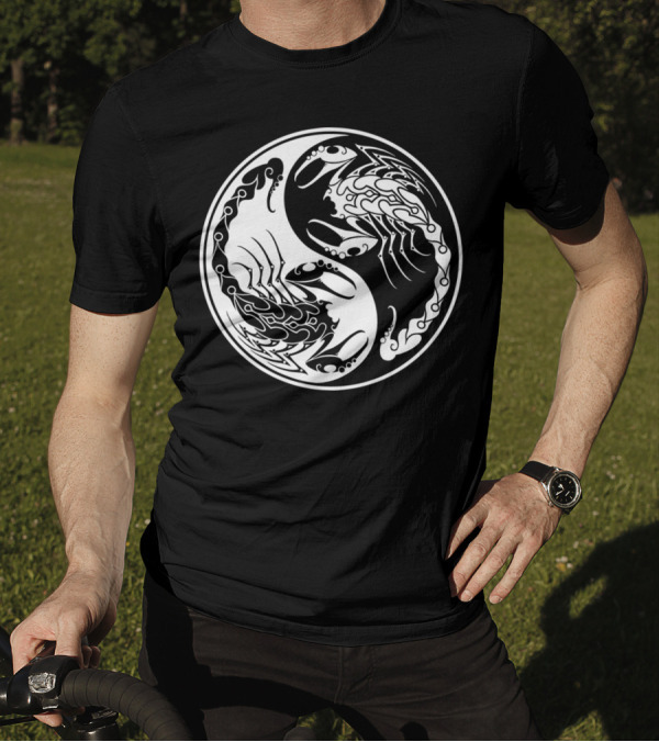 White And Black Scorpions Yin Yang T-Shirt