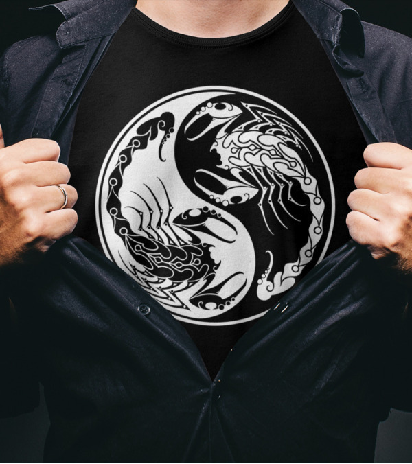 White And Black Scorpions Yin Yang T-Shirt