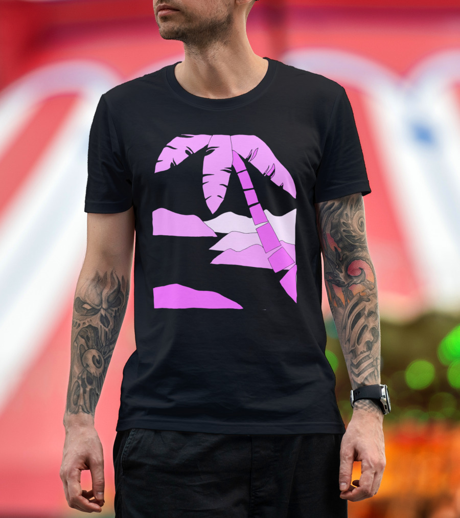 Live With Love Tropical Sunset Palm Tree Pink T-Shirt