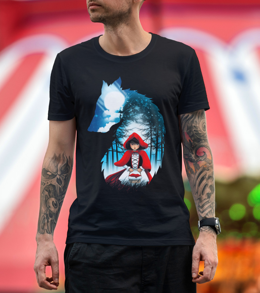 Red Riding Hood Wolf Moonlit Forest T-Shirt