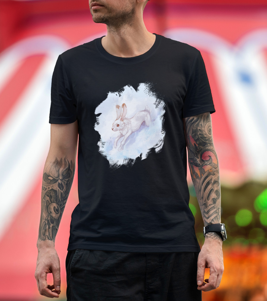 White Hare in Snowburst T-Shirt
