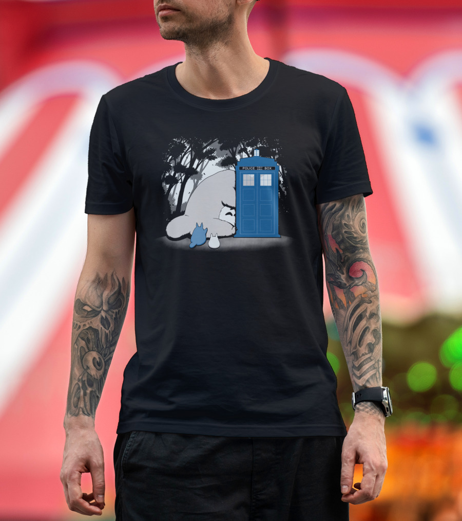 Totoro and TARDIS in Curious Forest Spirits Scene T-Shirt