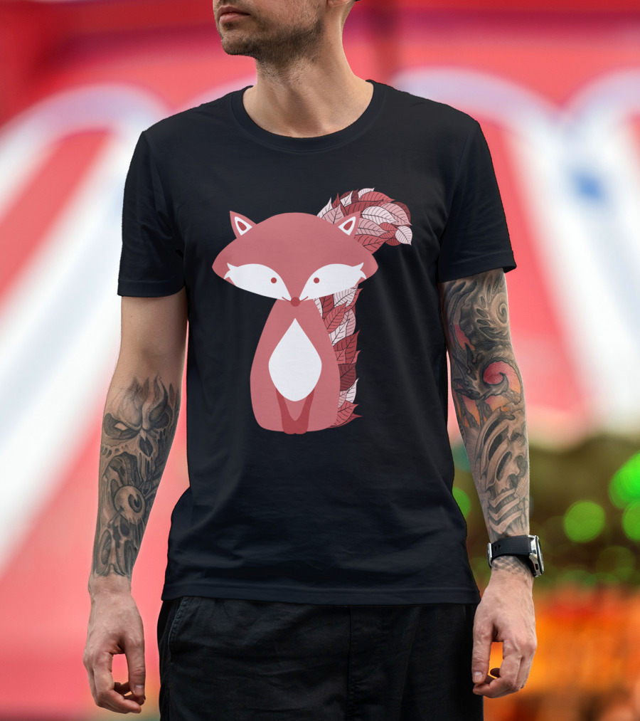 Cute Autumn Fox with Leaf Tail T-Shirt