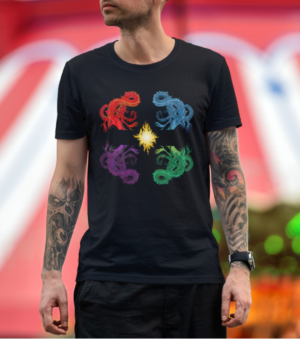 Premium T-Shirt: Fire Dragons Elemental Circle T-Shirt Fire Dragons Elemental Circle T-Shirt