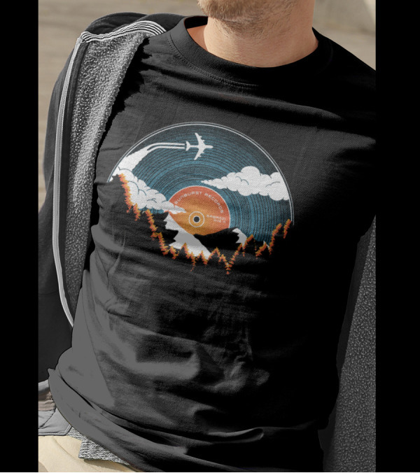 Sunburst Records Redux Vinyl Mountain Adventure Plane Flight T-Shirt