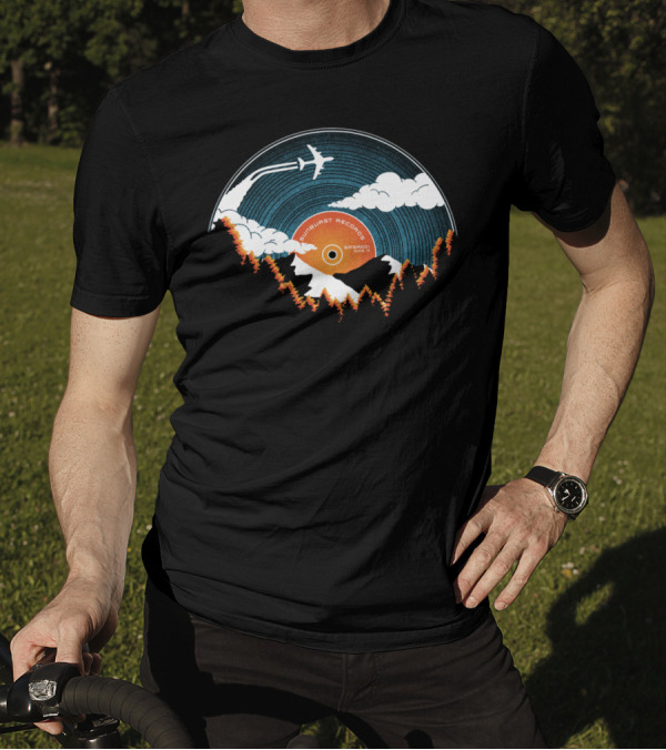Sunburst Records Redux Vinyl Mountain Adventure Plane Flight T-Shirt