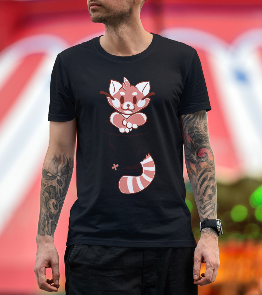 Red Panda Peeking from Pocket T-Shirt