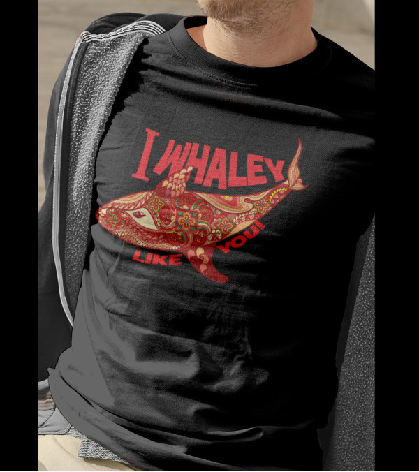 I Whaley Like You Paisley Whale Red T-Shirt