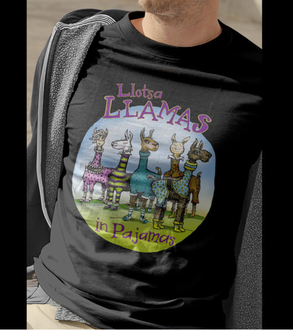 Llotsa Llamas In Pajamas In Color By Dotsofpa T-Shirt